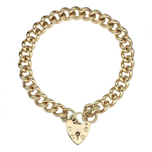 Load image into Gallery viewer, 9K Yellow Ladies Gold Heavy Curb Padlock Bracelet - Pobjoy Diamonds