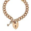 9K Rose Gold Ladies Heavy Curb Bracelet With Padlock - Pobjoy Diamonds