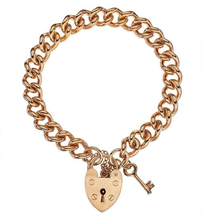 Load image into Gallery viewer, 9K Rose Gold Ladies Heavy Curb Bracelet With Padlock - Pobjoy Diamonds