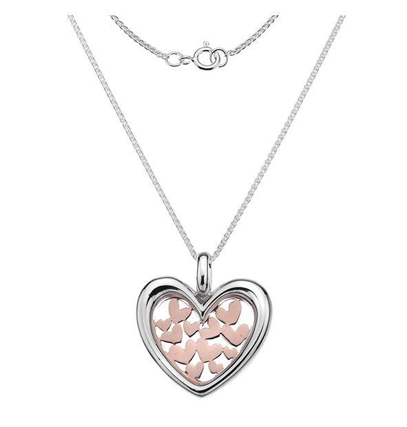 Sterling Silver Hearts In Hearts Pendant & Necklace - Pobjoy Diamonds