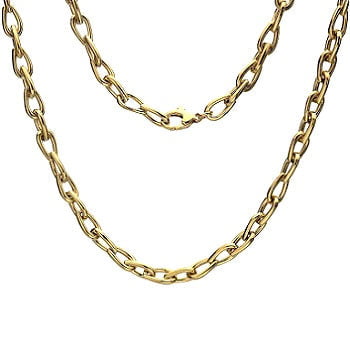 9K Yellow Gold Heavy Link Ladies Necklace - Pobjoy Diamonds