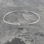 Handmade Sterling Silver Square Adjustable Ladies Bangle - Pobjoy Diamonds