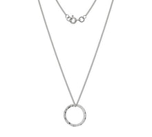 Load image into Gallery viewer, 9K White Gold Hammered Circle Pendant Necklace - Pobjoy Diamonds