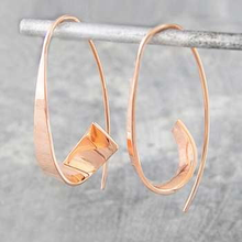 Load image into Gallery viewer, Handmade Rose Gold Plated Silver Ribbon Hoop Earrings - Pobjoy Diamonds