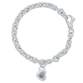 Sterling Silver Heart Charm Link Bracelet - Pobjoy Diamonds