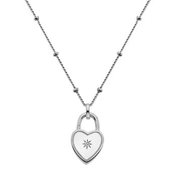 Sterling Silver Heart Diamond Point Neck Chain-Pobjoy