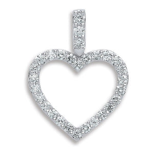 18K White Gold 0.60 Carat Diamond Heart Pendant Necklace