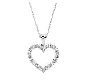 18K White Gold 0.32 Carat Diamond Heart Pendant Necklace