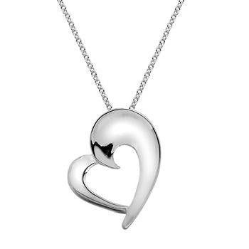 Sterling Silver Stylised Heart Pendant & Necklace - Pobjoy Diamonds