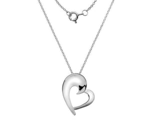 Sterling Silver Stylised Heart Pendant & Necklace - Pobjoy Diamonds