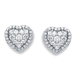 18K Gold 0.45 Carat Diamond Heart Earrings-Pobjoy Diamonds