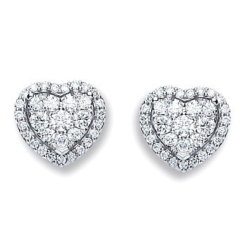 18K Gold 0.45 Carat Diamond Heart Earrings-Pobjoy Diamonds