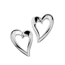 Load image into Gallery viewer, Sterling Silver Heart Silhouette Stud Earrings - Pobjoy Diamonds