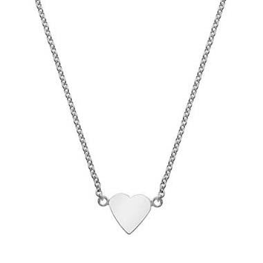 Sterling Silver Solid Heart Pendant & Necklace - Pobjoy Diamonds