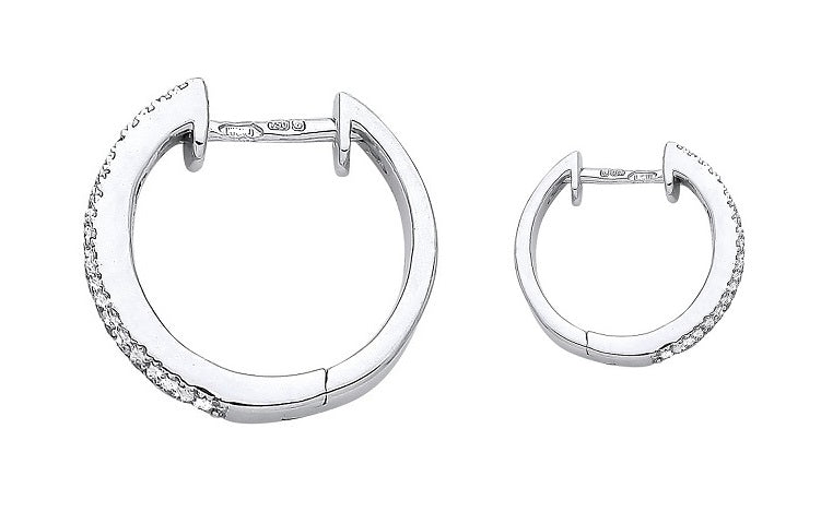 18K White Gold 0.52 CTW Diamond Hoop Huggies - Pobjoy Diamonds