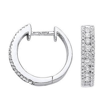 18K White Gold 0.52 CTW Diamond Hoop Huggies - Pobjoy Diamonds