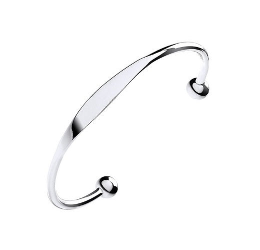 Sterling Silver Ladies Identity Torque Bangle - Pobjoy Diamonds