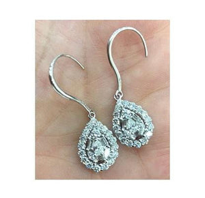 18K White Gold & 1.70 Carat Diamond Pear Drop Earrings G/Si - Pobjoy Diamonds