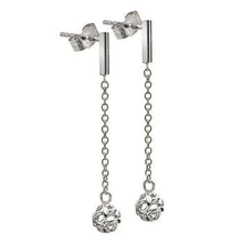 Load image into Gallery viewer, 9K White Gold Infinity Bead Drop Earrings - Pobjoy Diamonds