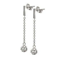 Load image into Gallery viewer, 9K White Gold Infinity Bead Drop Earrings - Pobjoy Diamonds