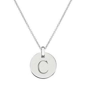 Sterling Silver Initial Circular Pendant & Neck Chain - Letters A-Z - Pobjoy Diamonds