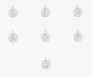 Sterling Silver Initial Circular Pendant & Neck Chain - Letters A-Z - Pobjoy Diamonds
