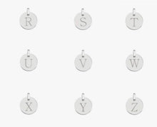 Load image into Gallery viewer, Sterling Silver Initial Circular Pendant &amp; Neck Chain - Letters A-Z - Pobjoy Diamonds