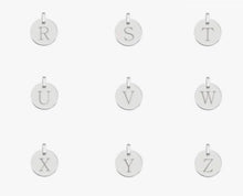 Load image into Gallery viewer, Sterling Silver Initial Circular Pendant &amp; Neck Chain - Letters A-Z - Pobjoy Diamonds