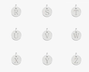 Sterling Silver Initial Circular Pendant & Neck Chain - Letters A-Z - Pobjoy Diamonds