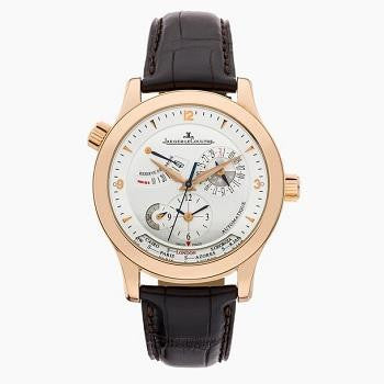 JAEGER LECOULTRE Master Geographic Rose Gold & Black Leather Strap - Pobjoy Diamonds