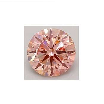 18K Gold Round Cut Fancy Orangy Pink Lab Grown Diamond Ring 0.56 Carat - Pobjoy Diamonds
