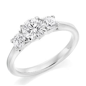 Custom Round Cut Lab Grown Diamond Trilogy Ring E/VS1  - Pobjoy Diamonds