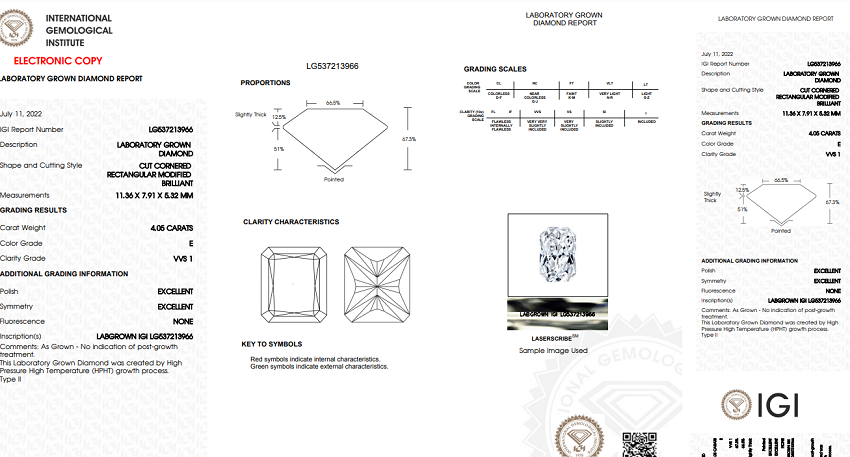 Radiant Brilliant Cut 4.05 Carat E/VVS1 & Platinum Ring - Balancing Payment - Pobjoy Diamonds