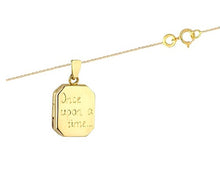Load image into Gallery viewer, Child&#39;s 9K Yellow Gold Rectangular Text Engraved Locket - Pobjoy Diamonds