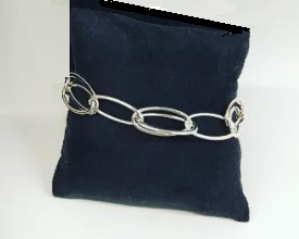 Sterling Silver Wide Link T-Bar Bracelet