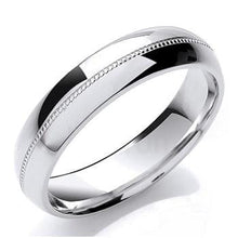 Load image into Gallery viewer, 950 Platinum Court Shape 5mm &amp; Mill Grain Wedding Band - Pobjoy Diamonds