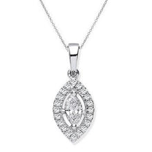 Load image into Gallery viewer, 18K White Gold Marquise Diamond Set Pendant &amp; Necklace - Pobjoy Diamonds
