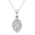 18K White Gold Marquise Diamond Set Pendant & Necklace - Pobjoy Diamonds