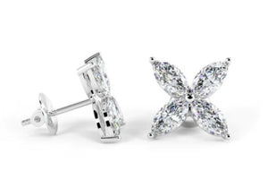 18K White Gold Marquise Cut Diamond Stud Earrings 0.54 Carats