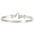 9K White Gold Solid Hook Mens Bangle