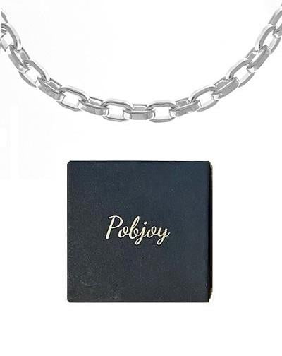 Sterling SIlver Men's Rectangular Cable Link Necklet - Pobjoy Diamonds