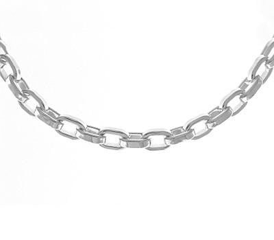 Sterling SIlver Men's Rectangular Cable Link Necklet - Pobjoy Diamonds