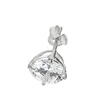 18K White Gold Round Brilliant Cut Mens Diamond Stud Earring