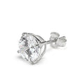 18K White Gold Round Brilliant Cut Mens Diamond Stud Earring