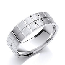 Load image into Gallery viewer, Mens Platinum Matt &amp; Polished Flat Court Wedding Band 6mm