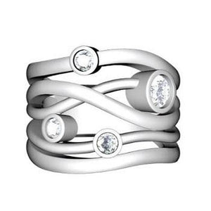 18K Gold 1.40 Carat Assymetrical Diamond Set Engagement Ring - F/VS2 - Pobjoy Diamonds