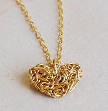 Load image into Gallery viewer, Handmade Gold On Silver Mesh Heart &amp; Stud Earring Set From Pobjoy