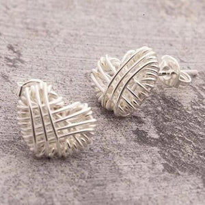 Handmade Silver Woven Heart Earrings - Pobjoy Diamonds