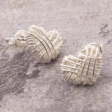 Load image into Gallery viewer, Handmade Silver Woven Heart Earrings - Pobjoy Diamonds