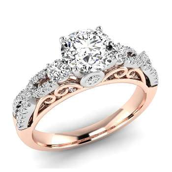 White & Rose Gold Trilogy Crossover Diamond Ring - Pobjoy Diamonds